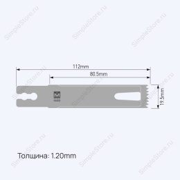 Лезвие осциллирующее Partial special Saw blade, толщина 1,2 мм, длина 112 мм, ширина 19,5 мм 